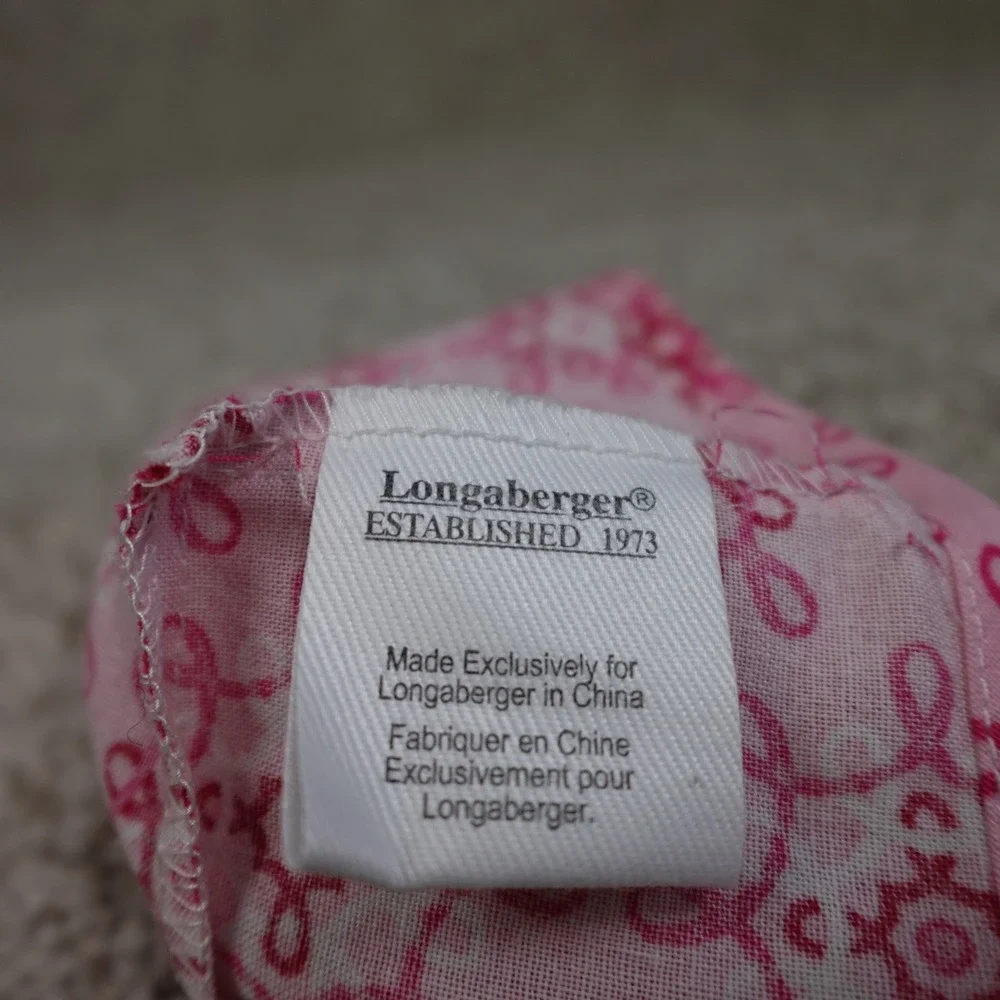 Longaberger 2014 Horizon of Hope Basket Liner Pink White Ribbon Pattern